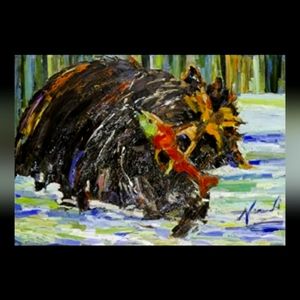 Gotcha Oil Painting Print by Dawn Normali